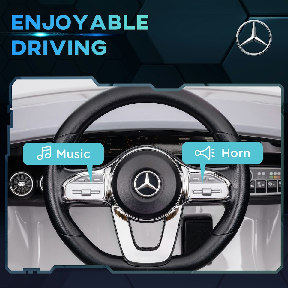 image 1 of AIYAPLAY Mercedes-Benz AMG CLA 45 Licensed 12V Ride on Car w/ Music - White