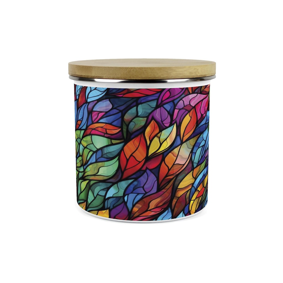 image 1 of Stained Glass Patterned Large Tea Canister