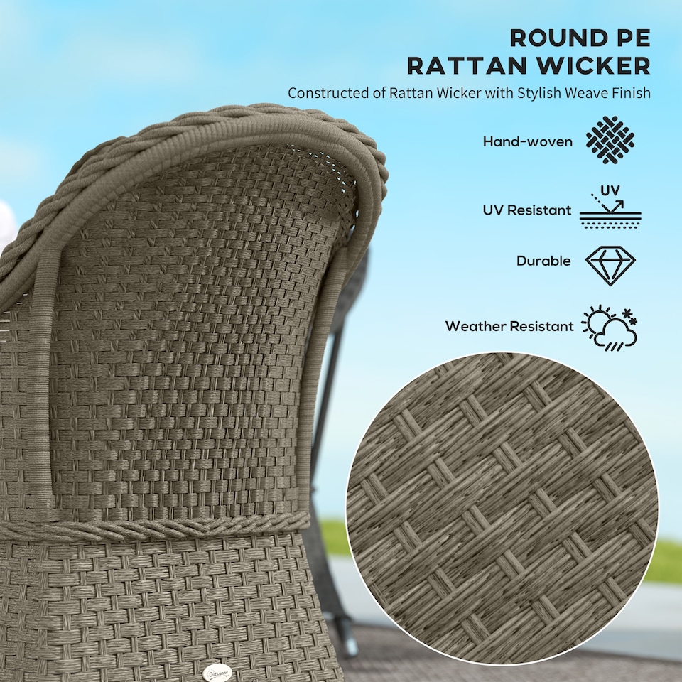 image 1 of Outsunny 4 Pieces Outdoor PE Rattan Garden Furniture with Cushions, Patio Special Hand Weave Wicker Conservatory Sofa Set with Glass Top Coffee Table, Light Grey | Grey | Four Seater