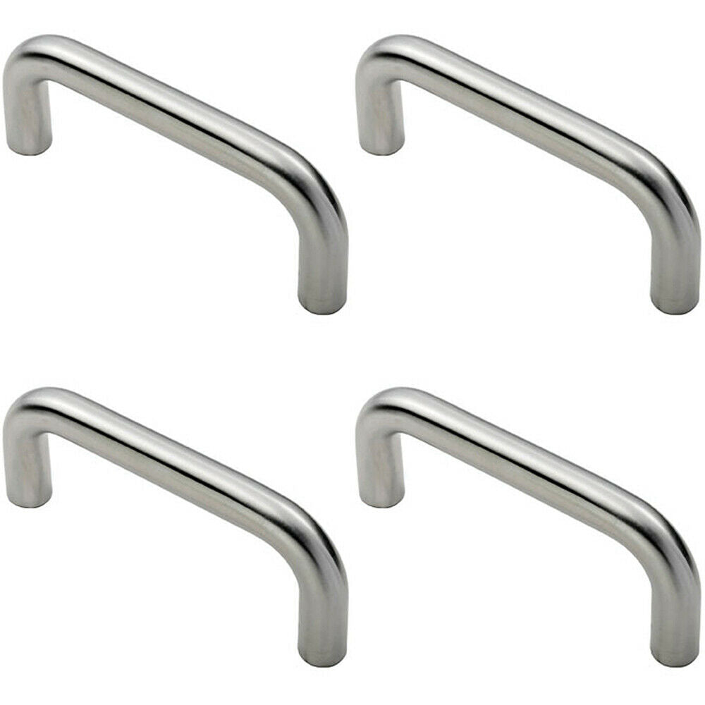 Loops 4x Round D Bar Pull Handle 169 x 19mm 150mm Fixing Centres Satin Steel in Metallics