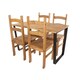 image 1 of Texas Rectangular Dining Table with Metal Legs and 4 Corona Dining Chairs - Antique Waxed Pine/Black Brown