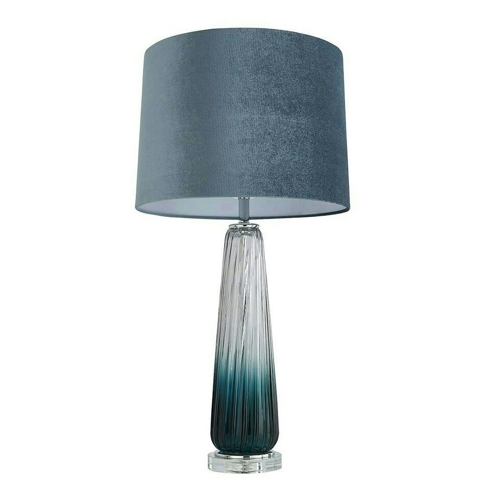image 1 of Alura Tapered Blue Ombre Glass Table Lamp Blue