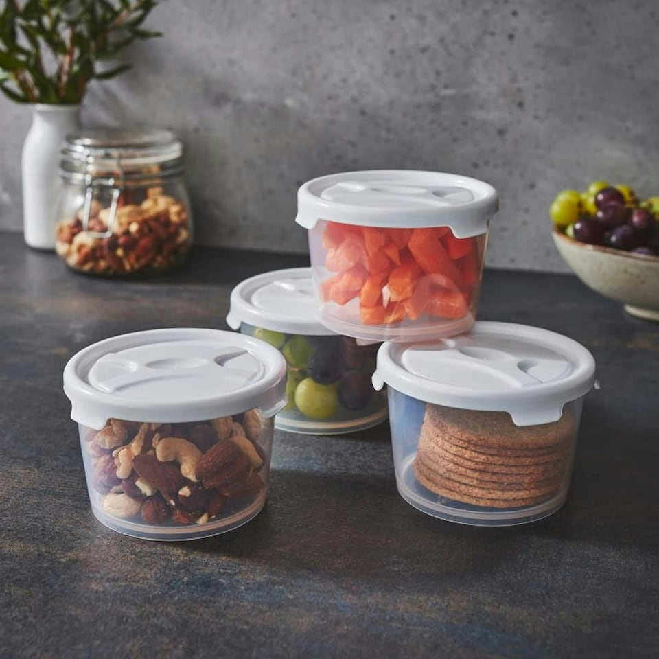 image 1 of 12 x Strong Reusable Plastic Microwave Safe 300ml Round Stackable Food Storage Containers