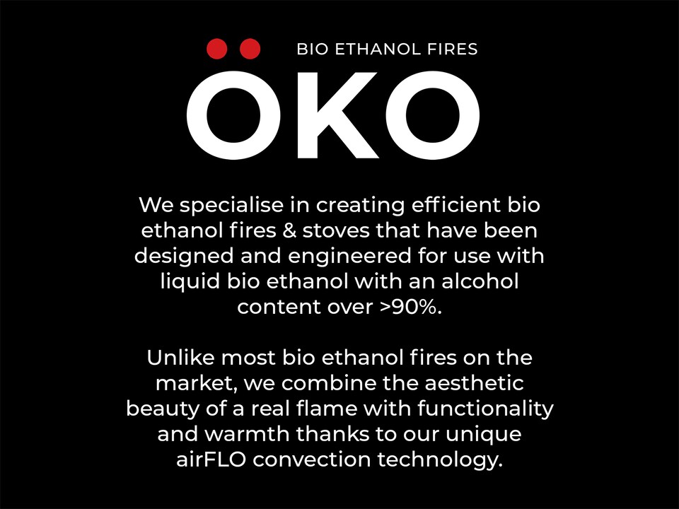 image 1 of OKO S2 Bio Ethanol Stove with Log Storage in Charcoal Grey with Angled Stove Pipe