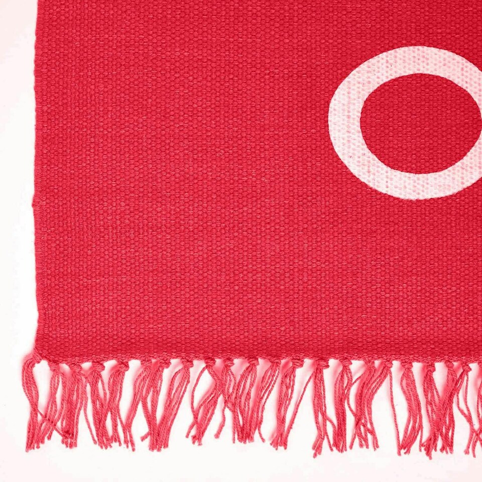 image 1 of Homescapes Keep Calm And Carry On Handwoven Cotton Rug in Cream & Red - 60 x 100 cm | Red | Cream & red