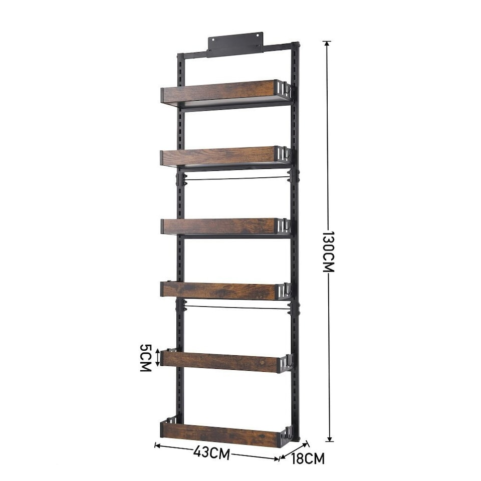 image 1 of Living and Home Steel and Wood Over-the-Door Kitchen Pantry Organiser