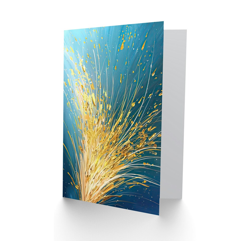 image 1 of Spray Golden Wheat Acrylic Teal Harvest Him Her Birthday Card