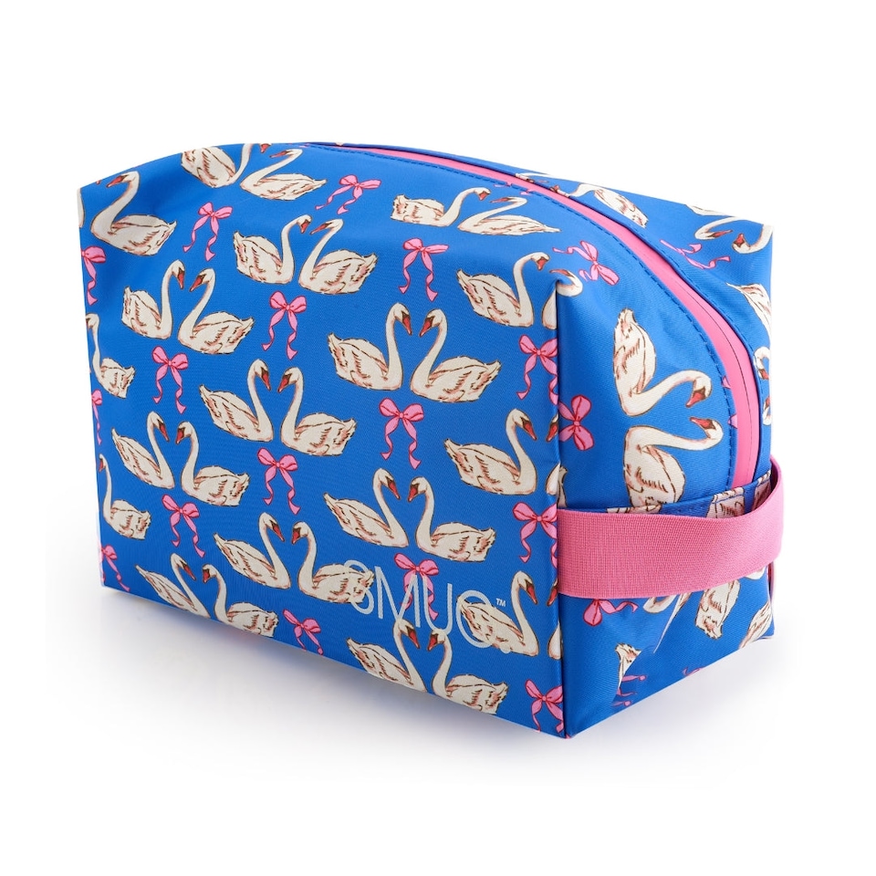 image 1 of SMUG Wash Bag - Swans & Bows Print