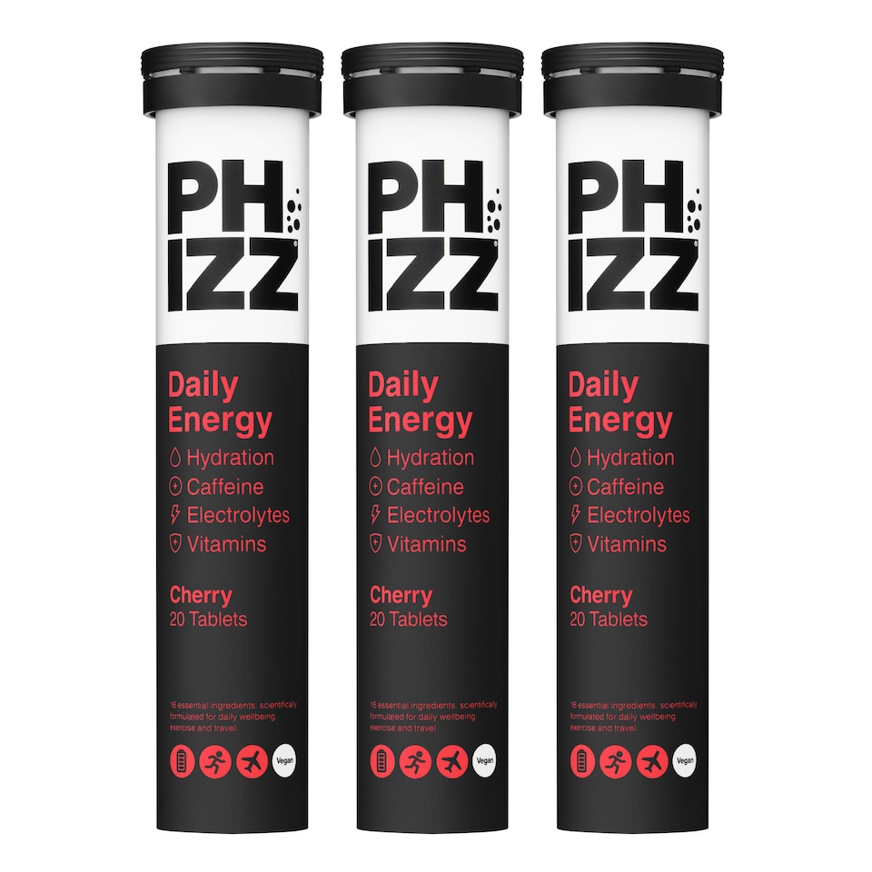 image 1 of Phizz Cherry Caffeine + 3-in-1 Hydration, Electrolytes and Vitamins Effervescent (60 Tablets)