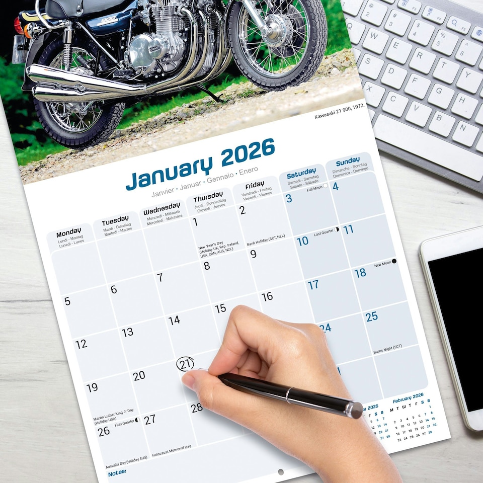 image 1 of 70's Superbikes 2026 Calendar | Square Wall Calendar | Motorcycle Gift | Plastic Free Packaging | by Avonside Publishing