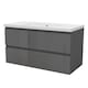 image 4 of AICA 1000mm Wall-Hung Gloss Anthracite Bathroom Vanity Unit With Integrated Sink,2 Soft-Close Drawers for Storage