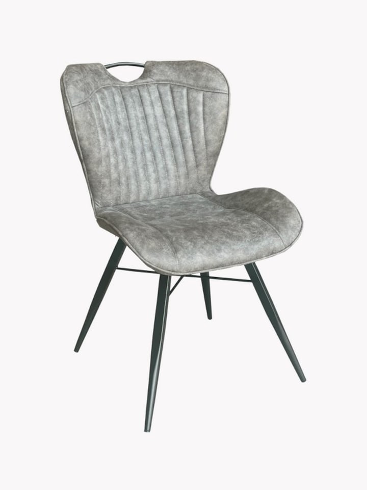 image 1 of Dining Fabric Chair with Metal Legs (Set of 2) - Grey/Black - Assembly Required | Brown