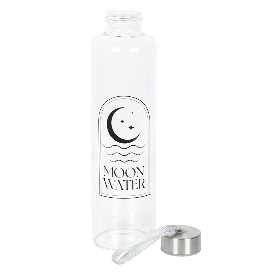 image 1 of Something Different Crescent Moon Glass Water Bottle - Clear/Black - One Size