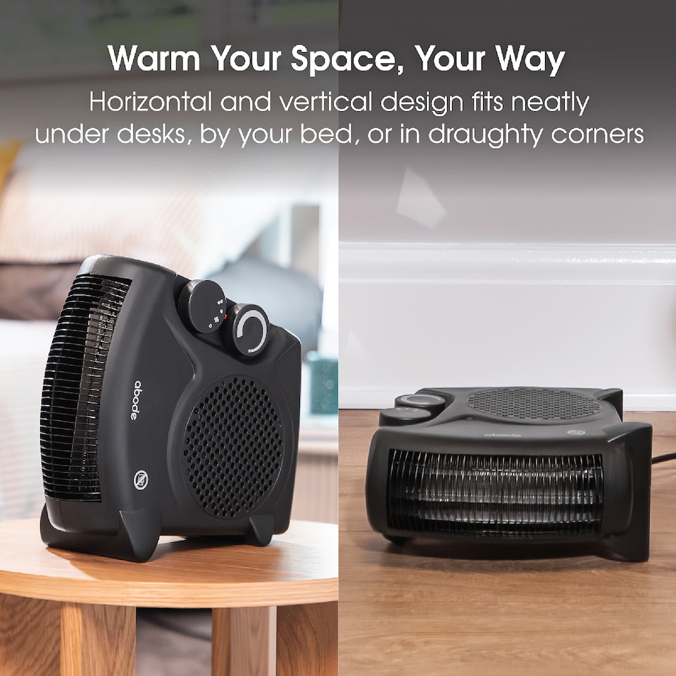 image 1 of Abode AFH1001B Electric Heater Black 2000W Cooling Fan Mode with 2 Heat Settings