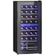 image 1 of HOMCOM 86L Freestanding Wine Cooler with UV-resistant Tempered Glass Door, 32 Bottles Dual Zone Wine Fridge with Adjustable Temperature Control, Digital Touch Screen, Black | Black