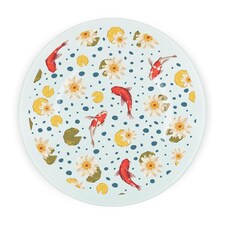 Koi Fish Round Worktop Protector - Textured Glass Chopping Board