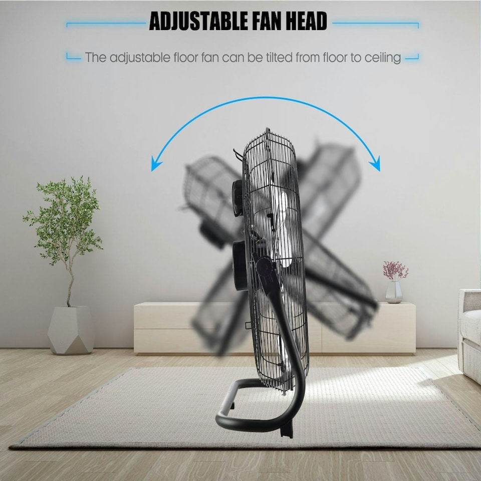 image 1 of PureMate 20-Inch Chrome Gym Floor Fan - Black