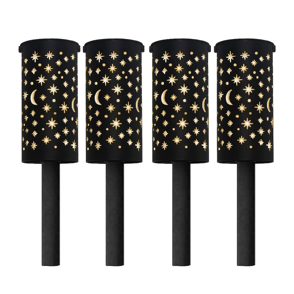 image 1 of Gardenwize Solar Night Sky Stake Lantern Garden Lights 4 Pack