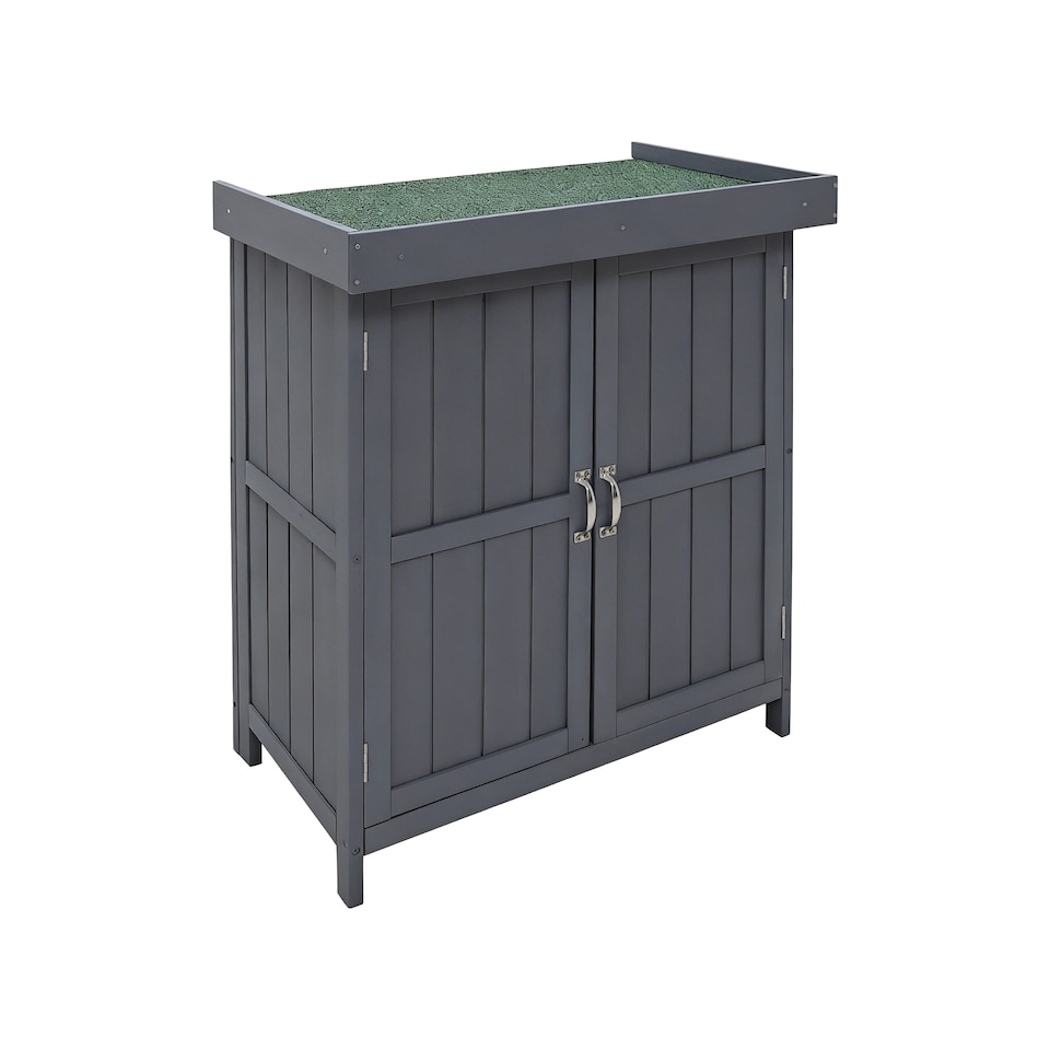 image 1 of Groundlevel Double Front Doors Wooden Garden Potting Shed With Internal Shelf | Grey | Grey