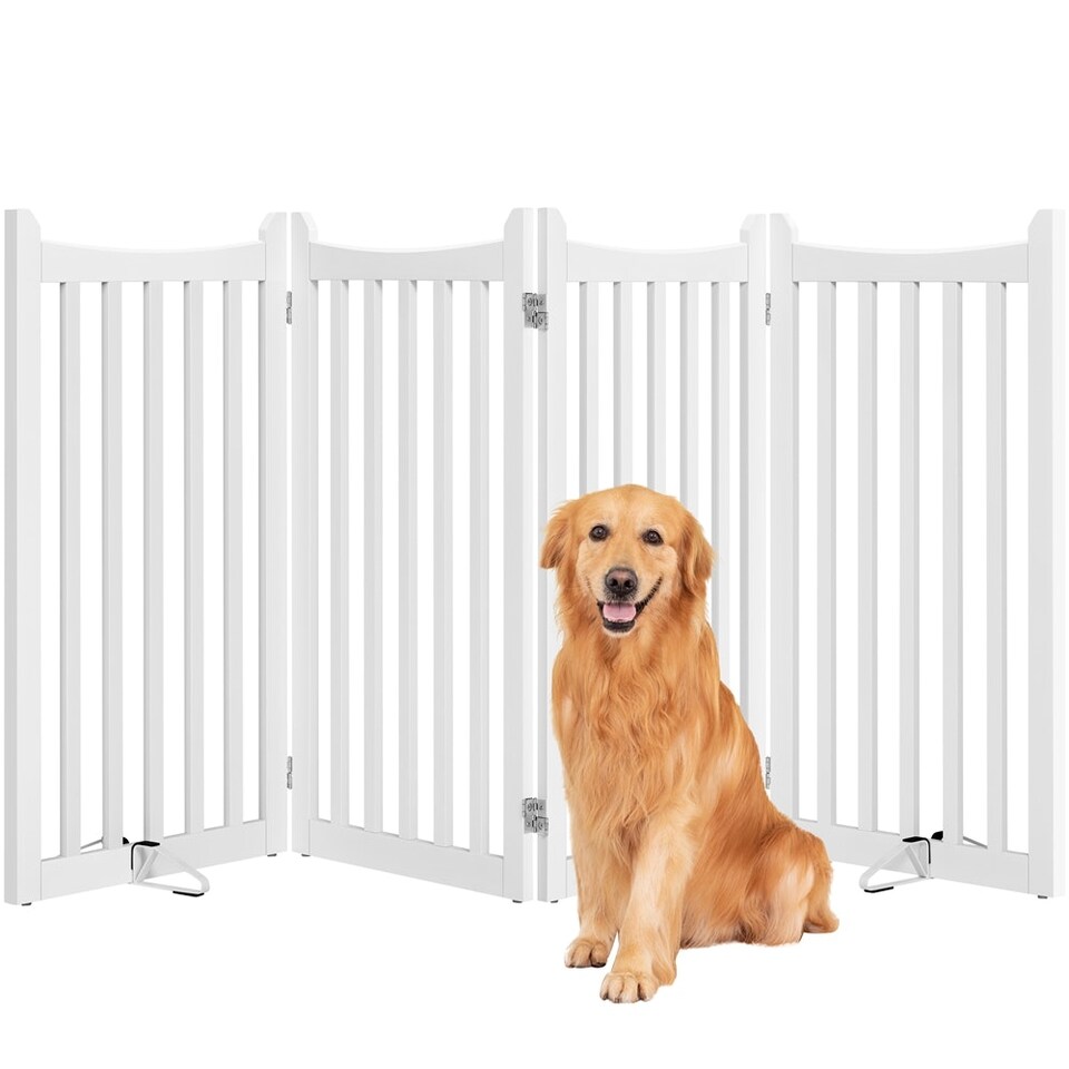 image 1 of Yaheetech 4-Panel Pet Puppy Fence with Two Support Feet, 50 × 90.5 cm N/A | Espresso