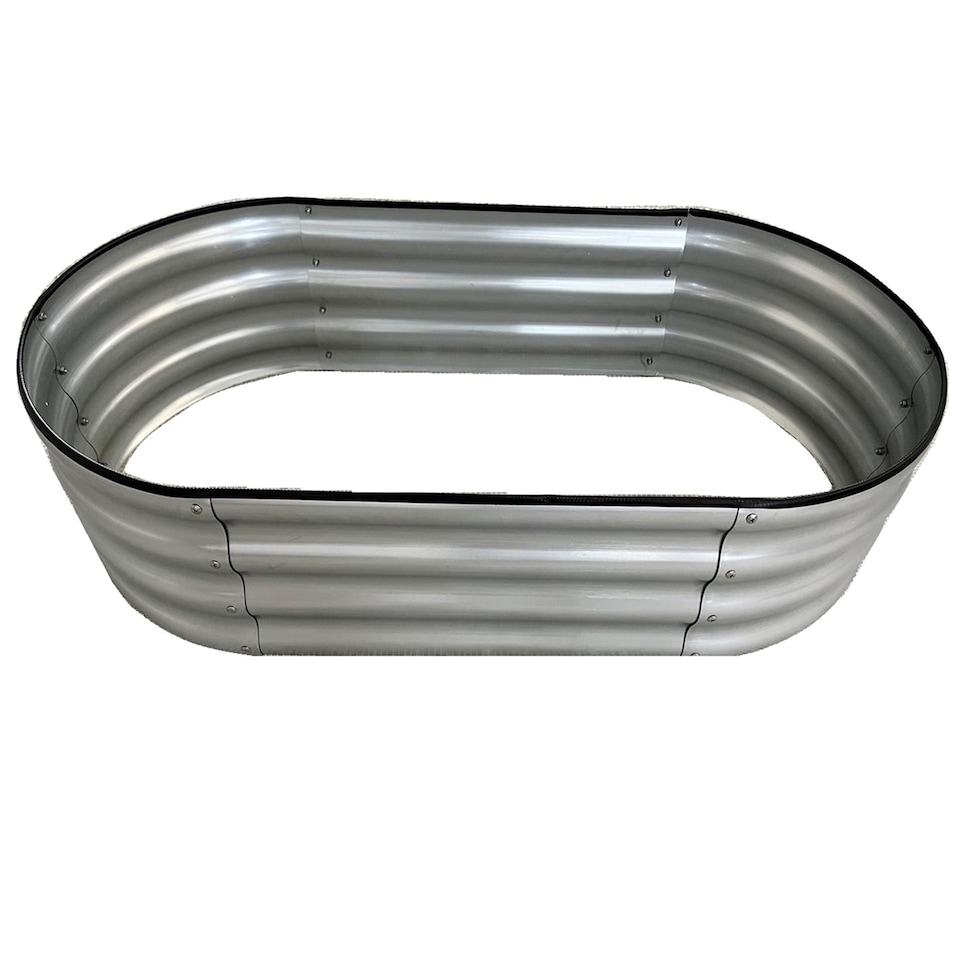 image 1 of Gr8 Garden Outdoor Raised Bed Planter Oval Galvanised Steel Trough Box 120x61x30cm