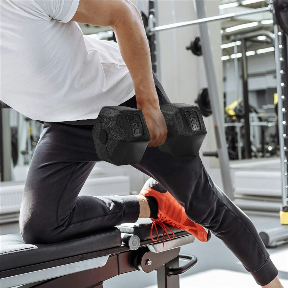 image 1 of Yaheetech 2x4kg (Sold in Pair) Hex Dumbbells Set Black