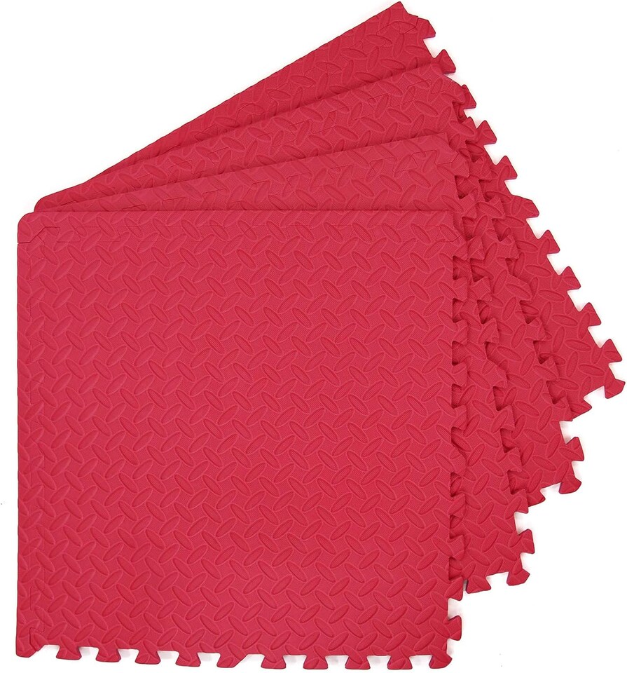 image 1 of Interlocking Gym Yoga Mats Anti-Fatigue EVA Soft Foam Exercise Play Floor Tiles (Red)