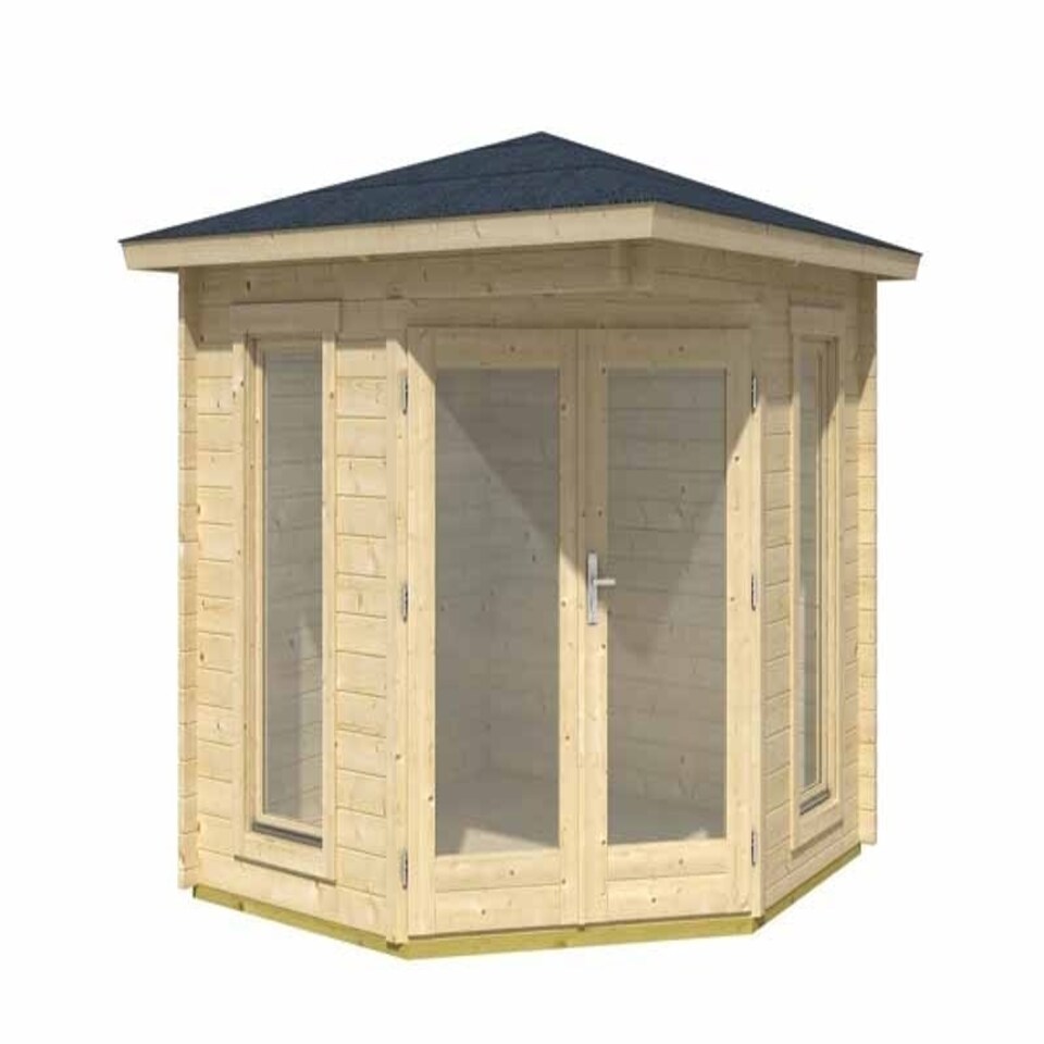 image 1 of Oban-Log Cabin, Wooden Garden Room, Timber Summerhouse, Home Office - L282.3 x W282.3 x H240.5 cm Brown