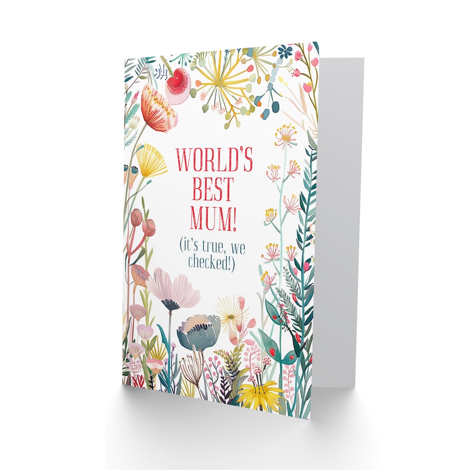image 1 of Greeting Card World's Best Mum Sweet Funny Floral Flowers Birthday