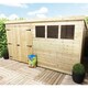 image 1 of 14 x 8 Garden Shed Pressure Treated T&G PENT Wooden Garden Shed - 3 Windows + Double Doors (14' x 8' / 14ft x 8ft) (14x8)