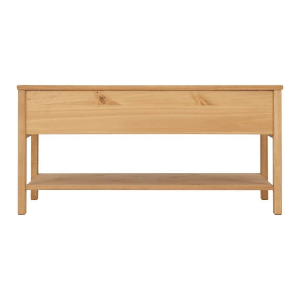 image 1 of Corona Rattan 2 Drawer Coffee Table - L50 x W90 x H43.5 cm - Distressed Wax Pine - Rattan Effect | Brown