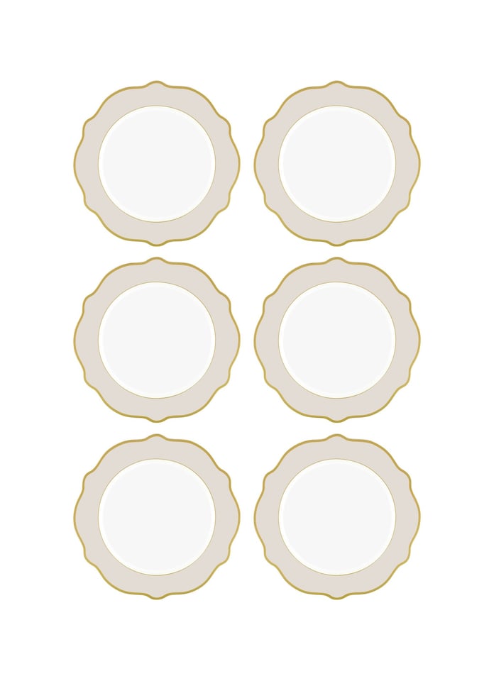 image 1 of Jaswely Collection Porcelain Side Plates, Set of 6 (Sand Beige)