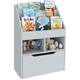 image 1 of HOMCOM Kids Bookcase, Toy Box w Storage Drawer, Wheels for Bedroom | Grey
