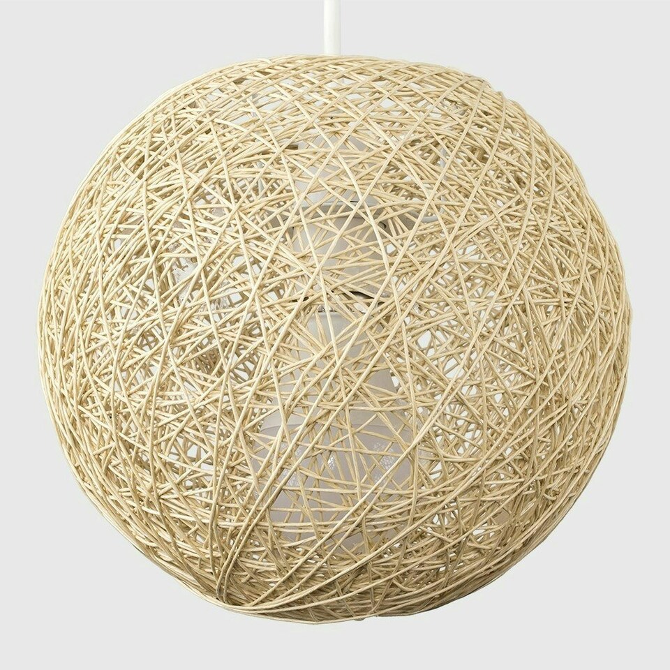 image 1 of ValueLights Bjorn Small Rattan Wicker Cream Ceiling Pendant Shade Cream