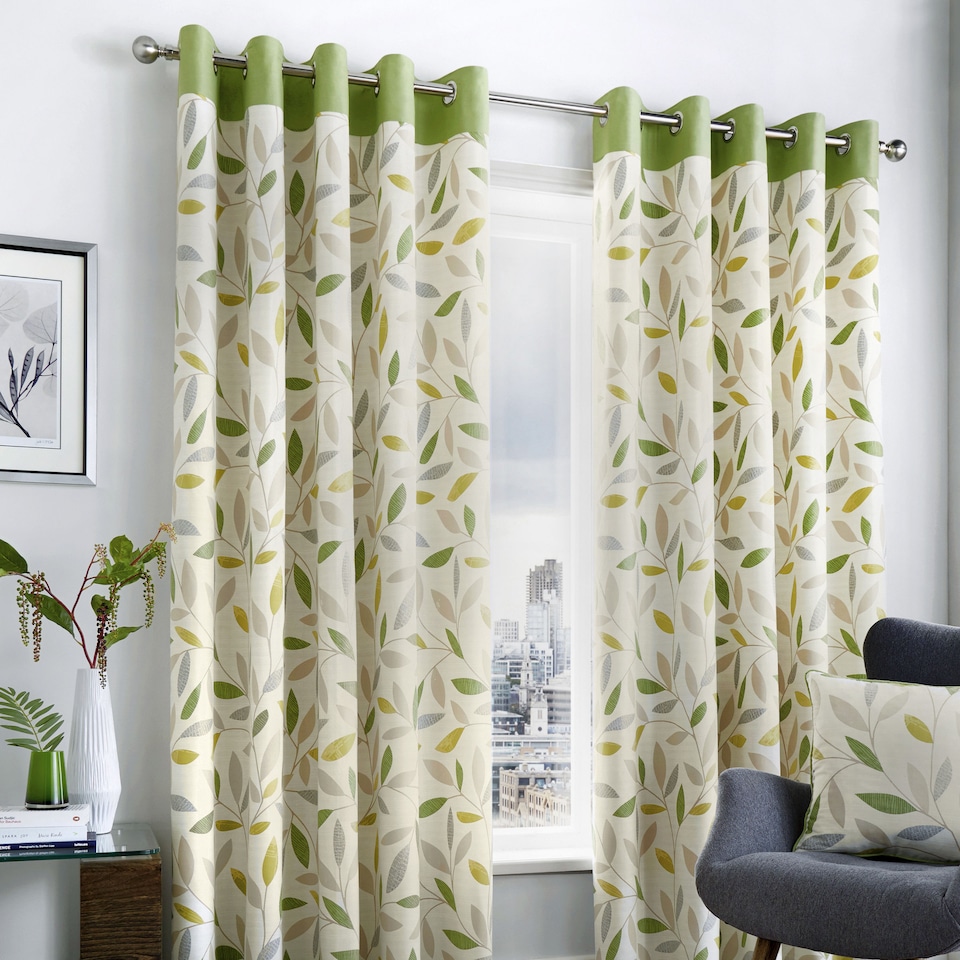 image 1 of Fusion Beechwood Eyelet Curtains Green