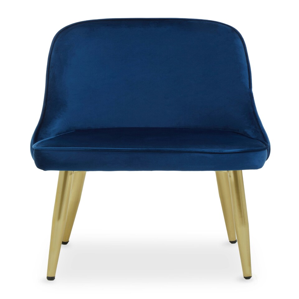image 1 of Interiors by Premier Luxe Midnight Velvet Dining Chair, Mid-Century Modern Blue Velvet Dining Chairs, Comfortable Dining Chair
