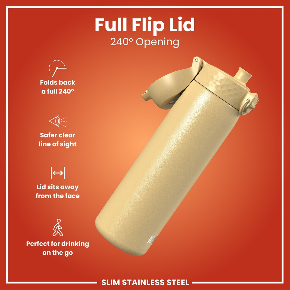 image 1 of Leak Proof Slim Water Bottle, Stainless Steel, 600ml (20oz) | Yellow | Desert | One Size