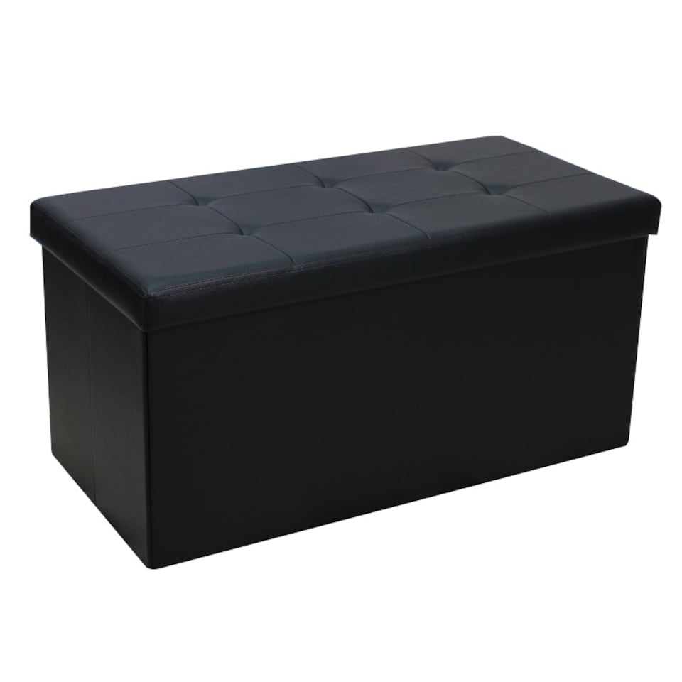 image 1 of Large Faux Leather Foldaway Storage Ottoman Brown