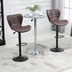 image 2 of HOMCOM Bar Stools Set of 2 Adjustable Height Swivel Bar Chairs in PU Leather with Backrest & Footrest, Brown