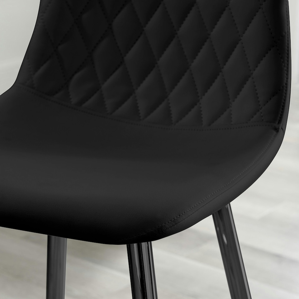 image 1 of Furniturebox Corona 2x Black Faux Leather Black Legs Bar Chair