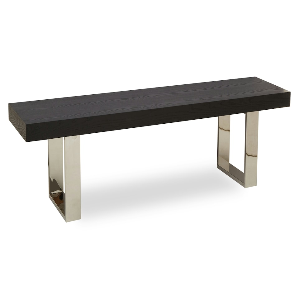 image 1 of Interiors By Premier Bench With Black Wooden Top, Sleek Wooden Bench, Garden Bench For Outddor Patio, Rectangular Dining Bench Black