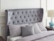 image 4 of 4ft6 Double Grey fabric upholstered, winged, wing back headboard, tall, gas lift up ottoman bed frame, strong, sturdy bed frame
