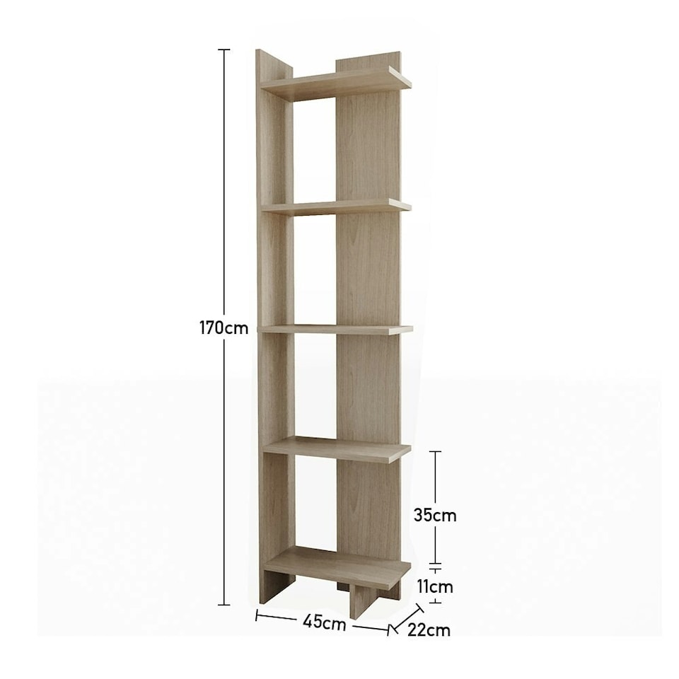image 1 of Living and Home Modern 5-Tier Corner Bookshelf Shelf Unit - Maple Wood