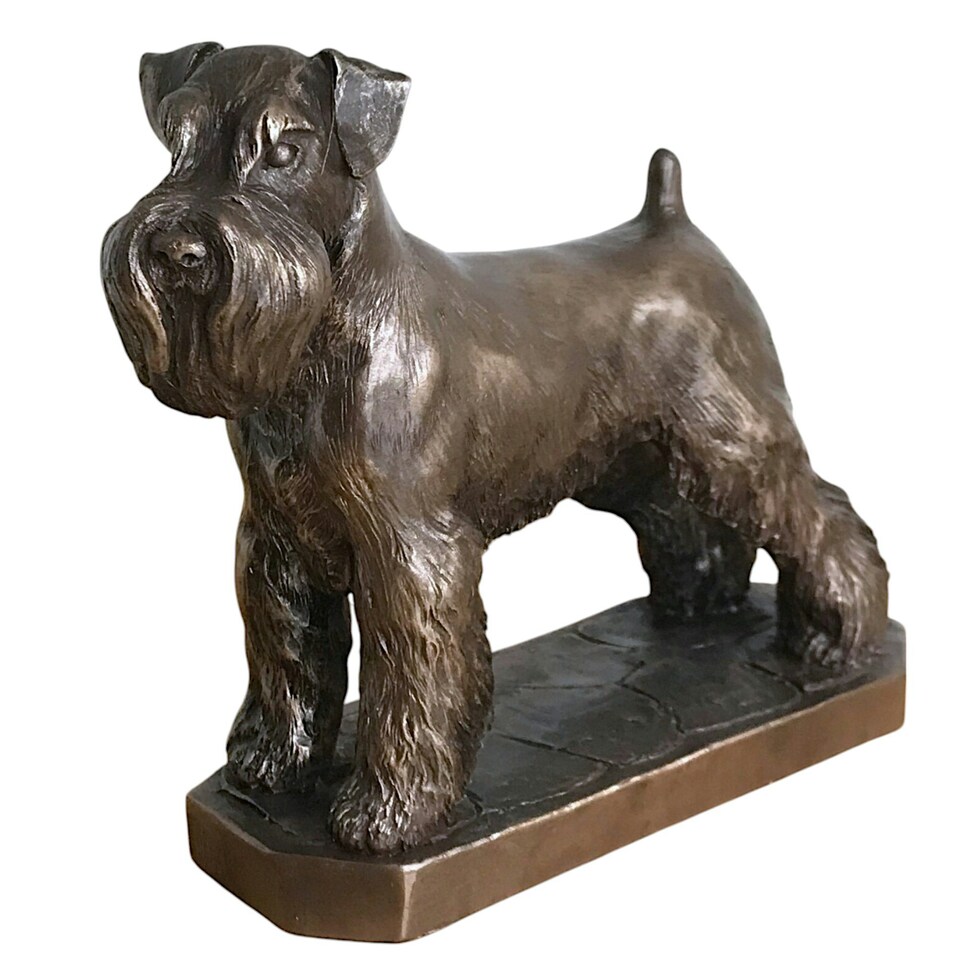 image 1 of Schnauzer Figurine On Base In Solid Cold Cast Bronze Designed By David Geenty