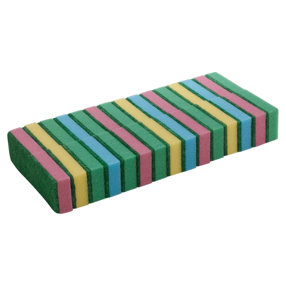 image 1 of Sponge Scouring Pads Washing Up Kitchen Pan Dishes Household Cleaning | Multi | Number of Pads: 30 | 30