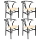 image 1 of Nicholas Winter Beech Wooden Scandi Danish Style Dining Chairs - Black - Set of 4 - Solid Wood Chair Armchair Dining Chair Club Chair Side Chair Black