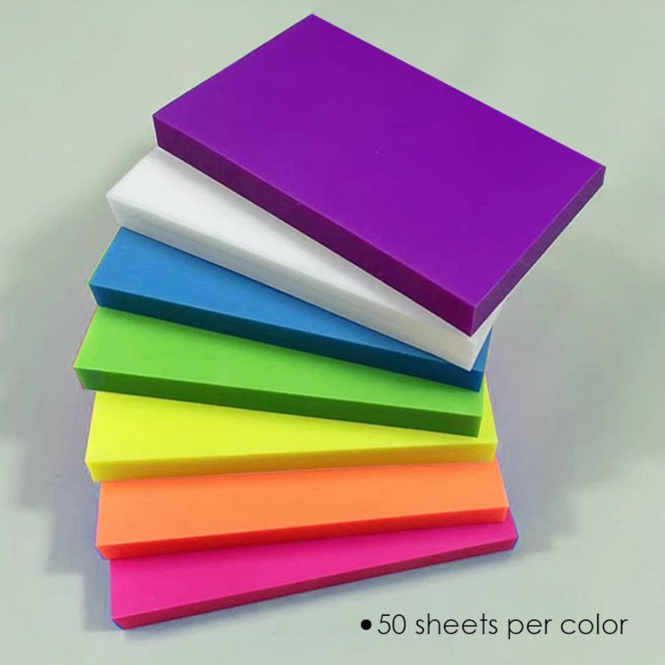 image 1 of Pack of 50 Coloured Translucent Sticky Notes 75 x 50mm