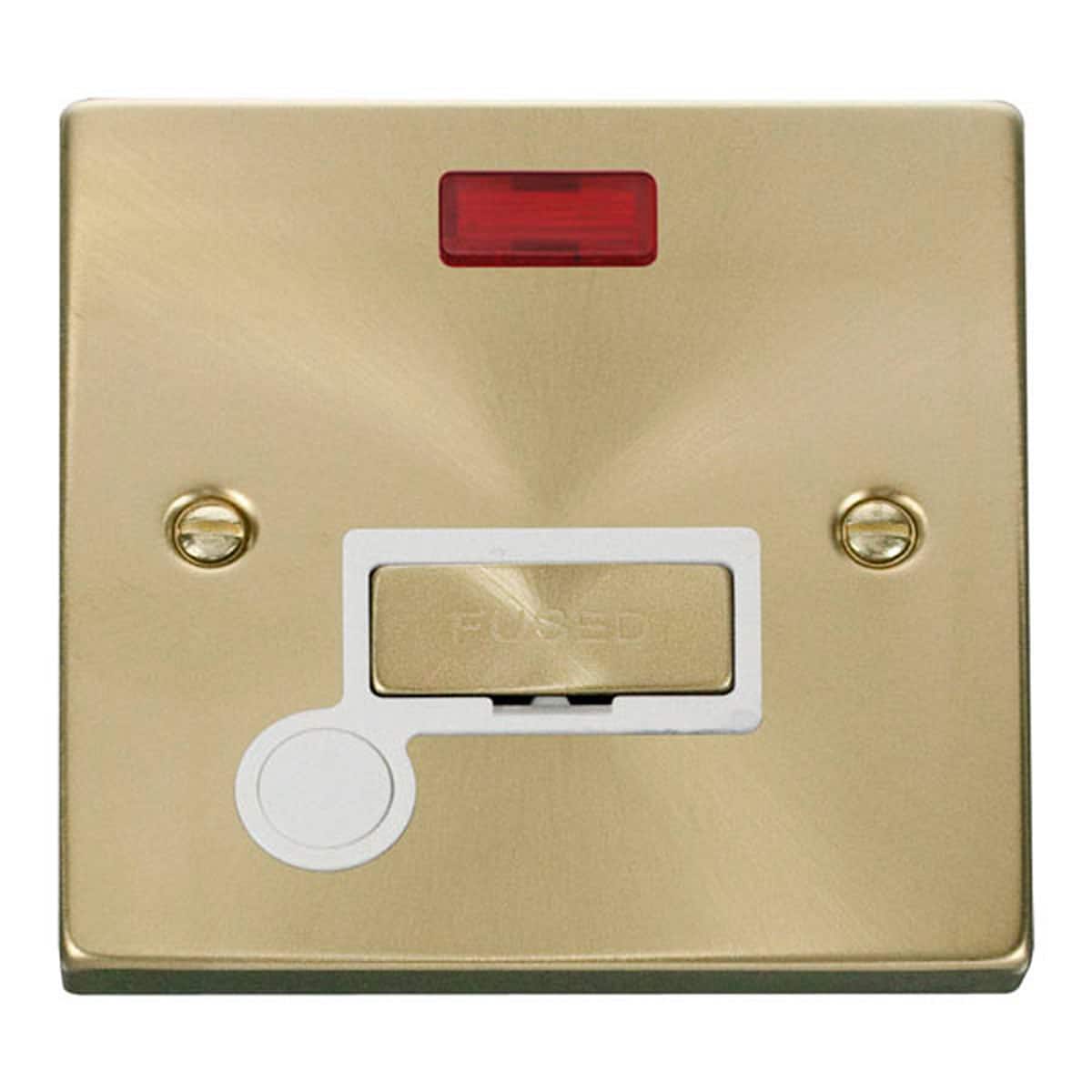 SE HOME Satin Brushed Brass 13A Fused Ingot Connection Unit With Neon With Flex Gold Satin Brass