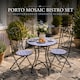 image 6 of Mosaic Bistro Set Three Piece Folding Outdoor Table and Chairs for Balcony Patio and Small Garden Dining
