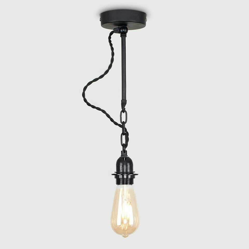 image 1 of ValueLights Huber Industrial Satin Black Ceiling Light Fitting - Includes 4w LED Filament Bulb 2700K Warm White